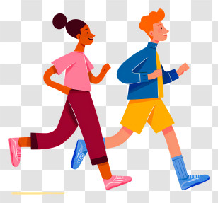 Couple Jogging Side By Side - Walking Couple In Flat Style Transparent PNG