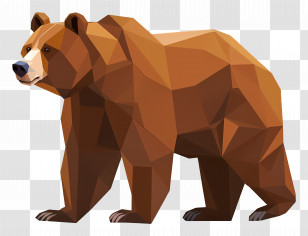 Bear - Low-Poly Brown Bear Representation Transparent PNG