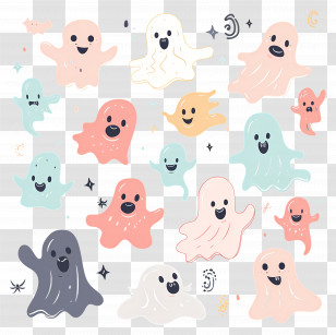 Halloween Ghosts - Cute Ghost Illustrations For Spooky Celebrations Transparent PNG