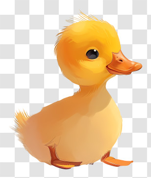 Cartoon Baby Duck - Adorable Yellow Cartoon Duckling Transparent PNG