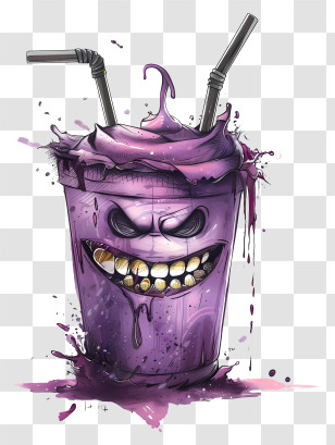 Grimace Shake - Evil Purple Drink Illustration With A Creepy Smile Transparent PNG