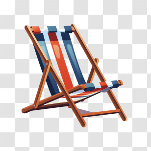 Deck Chair - Striped Beach Chair For Relaxation Transparent PNG