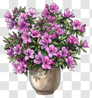 Azalea Plant - Pink Flowers In A Pot Transparent PNG