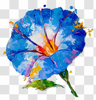 Oil Painting - Vibrant Blue Flower Painting Transparent PNG