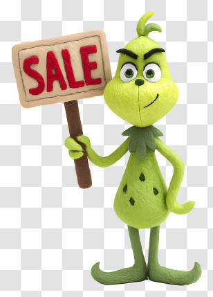 Grinch Holding Sale Sign - Cartoon Grinch With Sale Sign Transparent PNG