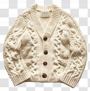 Cardigan - Cream Cable Knit Cardigan Transparent PNG
