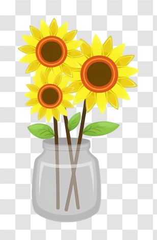 Vase - Sunflowers Displayed In A Glass Jar Transparent PNG