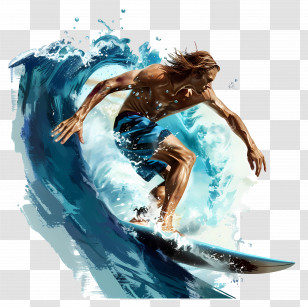 Surfing Surfer Surfboard Wave Ocean Transparent PNG