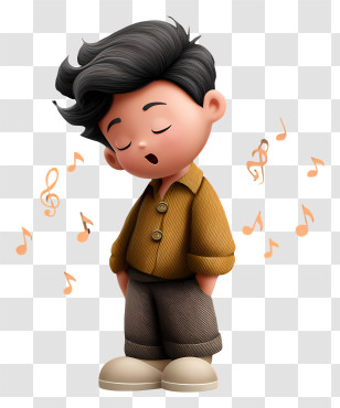 Child Sing - Singing Boy With Music Notes Transparent PNG