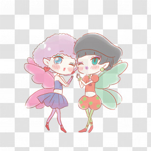 Rilu Rilu Fairilu - Pair Of Fairies With Colorful Wings Transparent PNG