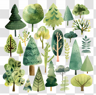 Forest - Green Tree Illustrations Depicting Natural Forests Transparent PNG