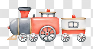 Cartoon - Cute Toy Train With Carriage Transparent PNG