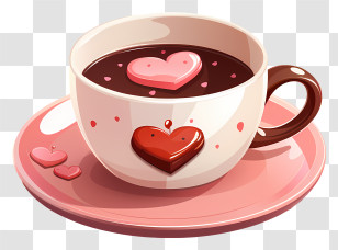 Coffee Cup - Heart-Themed Tea Cup With Saucer Transparent PNG