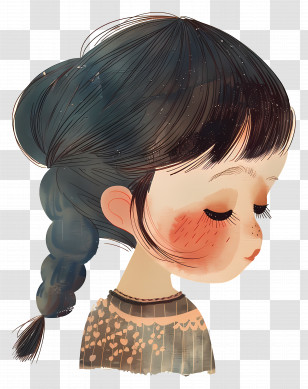 Little Girl - Girl With Braided Hair Transparent PNG