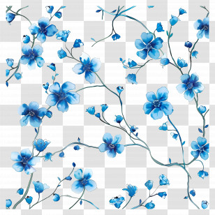 Blue Flowers - Blue Floral Pattern Artwork Transparent PNG