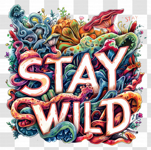 Stay Wild - Stay Wild Text With Colorful Elements Transparent PNG