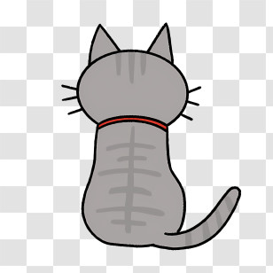 Cartoon - Gray Cat Looking Away Cartoon Transparent PNG