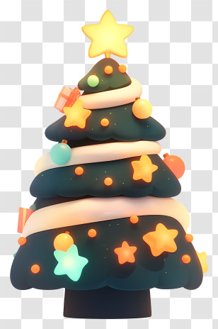 Cute Christmas Tree - Decorated Christmas Tree With Ornaments Transparent PNG