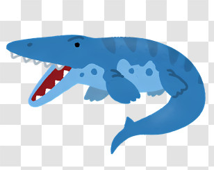 Nature - Cute Blue Cartoon Mosasaur Transparent PNG