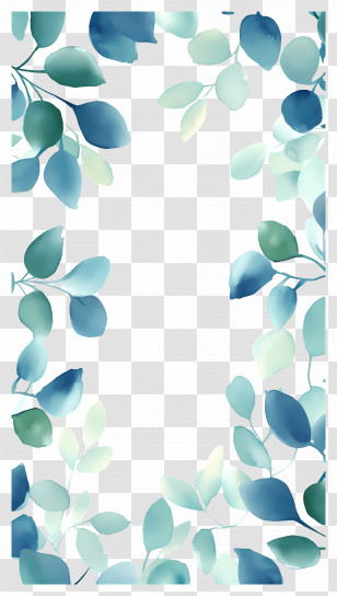 Flower Background - Green And Blue Leaf Border Transparent PNG