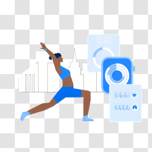 Yoga - Woman Exercising With Fitness Tracker Transparent PNG