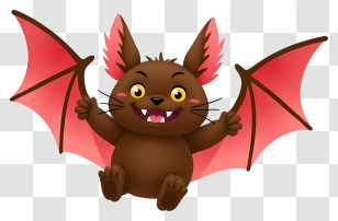 Cute Halloween Bat - Cute Bat With Red Wings Transparent PNG
