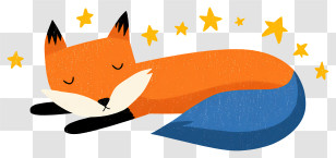 Cute Fox Sleeping - Sleeping Fox With Blue Tail Under Stars Transparent PNG
