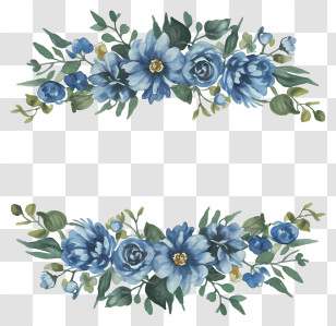 Watercolor Painting - Blue Floral Border Transparent PNG