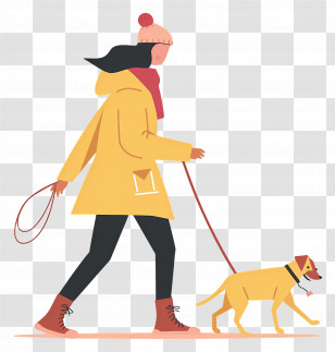 Woman Walking Dog - Woman Walking Dog In Winter Scene Transparent PNG