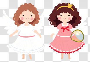 Cute Angels - Cute Girls In Angel And Dress Costumes Transparent PNG