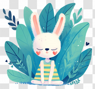 Cute Easter Bunny - Meditating Rabbit In Nature Transparent PNG