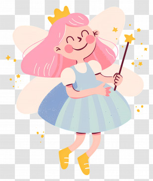 Cartoon Fairy - Cartoon Fairy Holding A Magic Wand Transparent PNG
