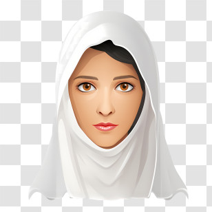 Woman With Veil - Illustration Of A Woman In White Hijab Transparent PNG