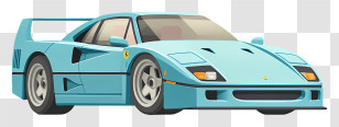 Ferrari F40 - Light Blue Sports Car Transparent PNG