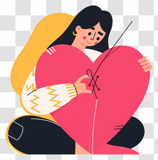 Woman Mending Broken Heart - Woman Sewing A Heart Transparent PNG