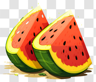 Doodle Style Watermelon - Juicy Watermelon Slices Illustration Transparent PNG