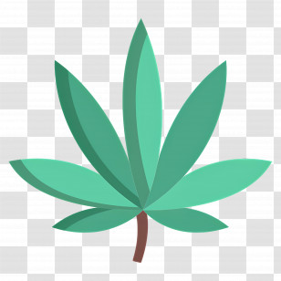 Cannabis Leaf - Illustration Of A Green Cannabis Leaf Transparent PNG