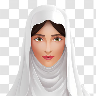 Woman With Veil - Woman In White Hijab Portrait Illustration Transparent PNG