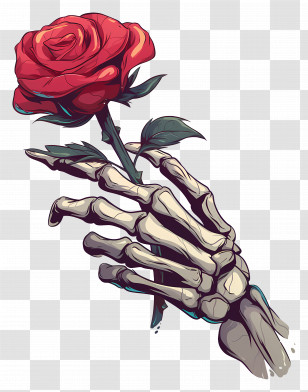 Skeleton Hand Holding Rose - Skeleton Hand Holding A Rose Illustration Transparent PNG