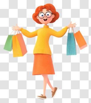 Woman With Shopping Bags - Happy Woman With Shopping Bags Transparent PNG