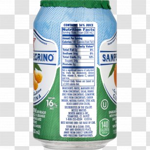 Orange Juice Carbonated Water S.Pellegrino Clementine - Nutrition Facts Label Transparent PNG