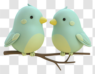 Bluebirds - Two Adorable Pastel Birds On A Branch Illustration Transparent PNG