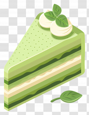 Matcha Cake - Green Mint Cake Slice With Toppings Transparent PNG