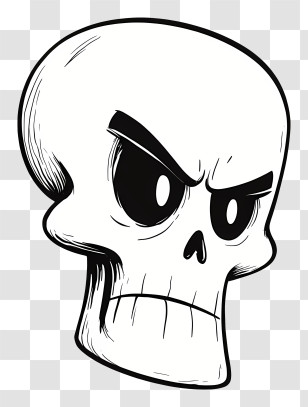 Skull Outline - Angry Skull Cartoon Transparent PNG