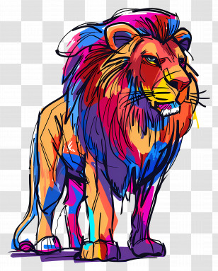 Cartoon Lion - Colorful Lion Illustration Transparent PNG