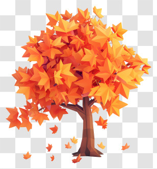 Maple Tree - Illustration Of An Autumn Tree With Orange Leaves Transparent PNG