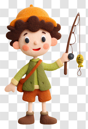 Boy Enjoying Fishing - Boy Holding A Fishing Rod Transparent PNG