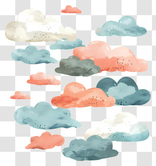 Cloud - Watercolor Pastel Colored Cloud Illustration Transparent PNG