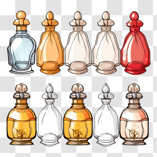 Perfume Bottle - Set Of Vintage Perfume Bottles With Elegant Design Transparent PNG