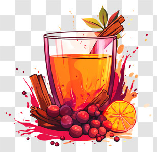 Orange Juice - Refreshing Drink With Cinnamon And Cranberries Transparent PNG